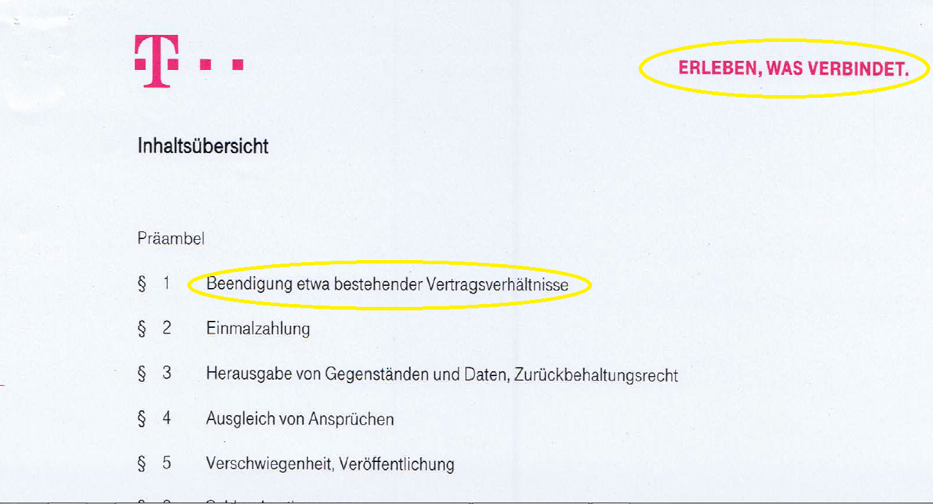 Telekom: Auflösungsvertrag unterschreiben?